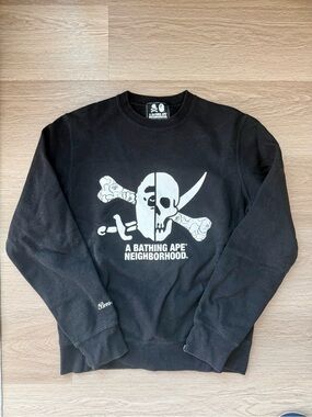 BAPE A Bathing Ape x Neighborhood NBHD Crewneck Sweatshirt Black Men's Size M